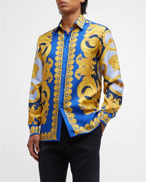 mens versace silk shirt free shipping|Versace silk shirt price.